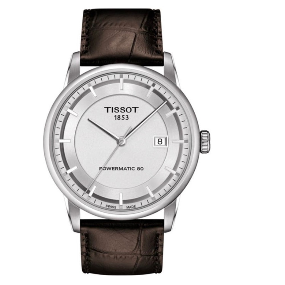 Tissot Men's Luxury Powermatic 80 Croc
Embossed Men's Leather Strap Watch,41mm\n